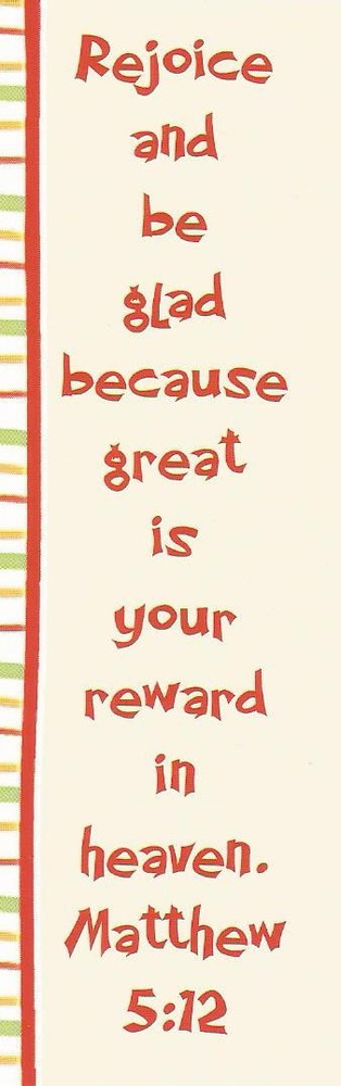 20 Christian Bookmarks, Scripture Verse Matthew 5:12, Great Bible Study Activity