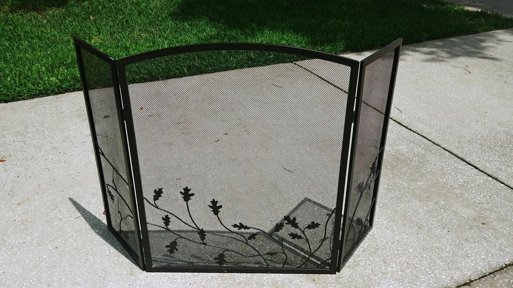 3-Panel Folding Fireplace Screen Decor for Protecting Babies & Pets from Fire