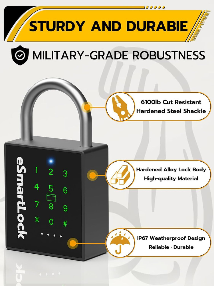Pothunder Smart Heavy-Duty Padlock with Biometric and RFID Security Features