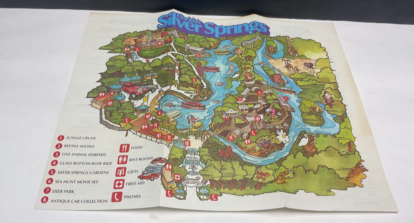 Florida Silver Springs 1988 Souvenir Brochure & Silver Springs Park Map T