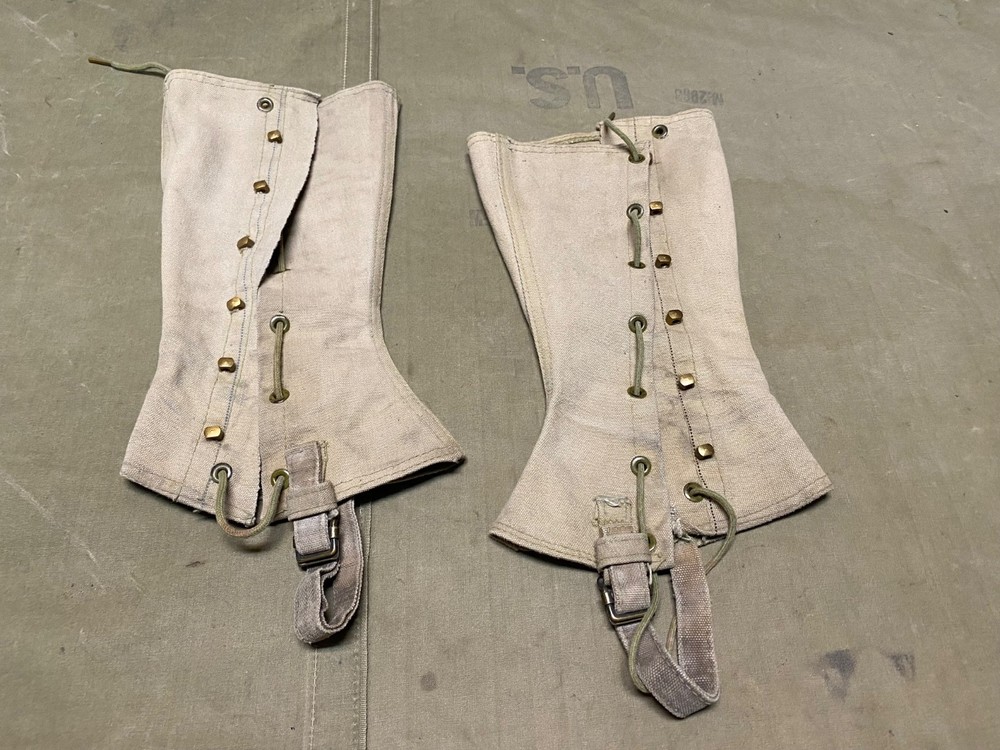 ORIGINAL WWI US ARMY M1917 COMBAT  INFANTRY CANVAS LEGGINGS- SIZE 2
