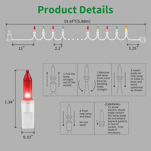 LAMPHOME Easter String Lights,Super-Bright Extendable 100 Multicolor-Easter