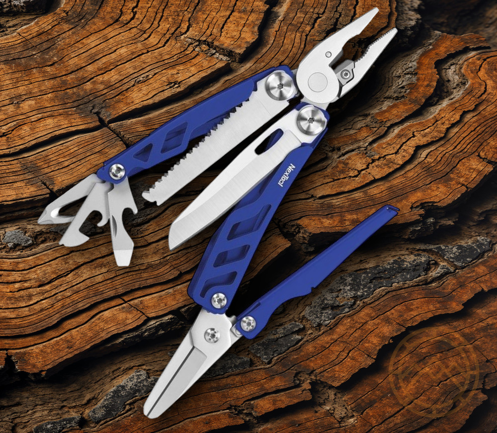 NexTool Flagship Pro Multi Tool Blue Essential Tools Blades Screwdrivers Openers
