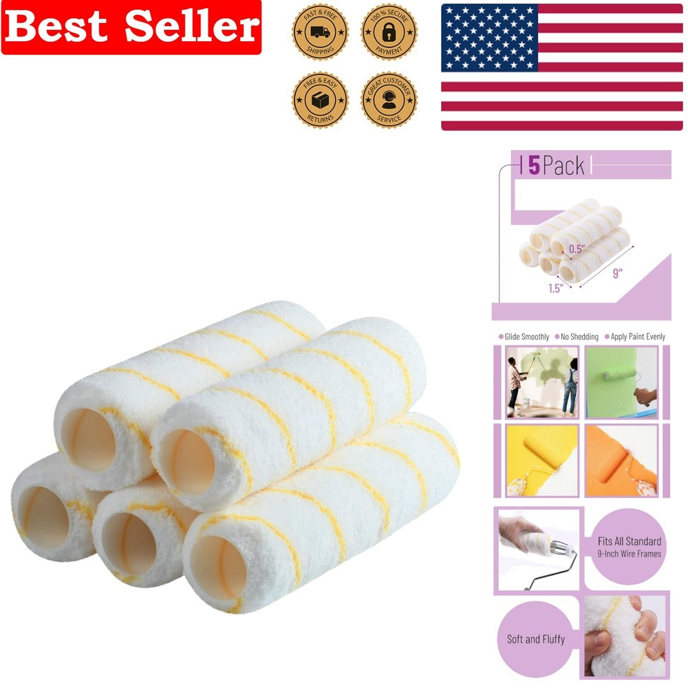 Reliable 9” Roller Naps - 5 Pack, Microfiber Covers for Effortless Painting