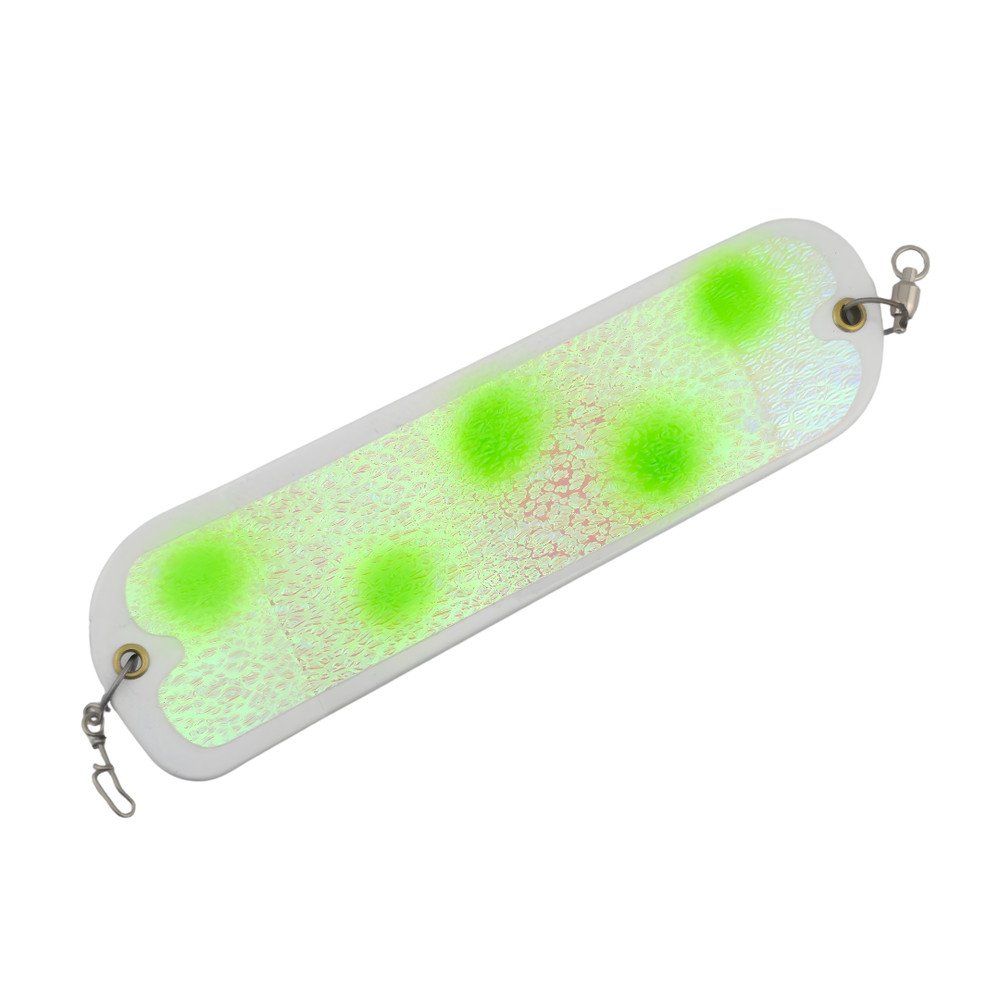 Custom Airbrushed 8" Flasher - Salmon / Trolling - Double Glow Green Dots