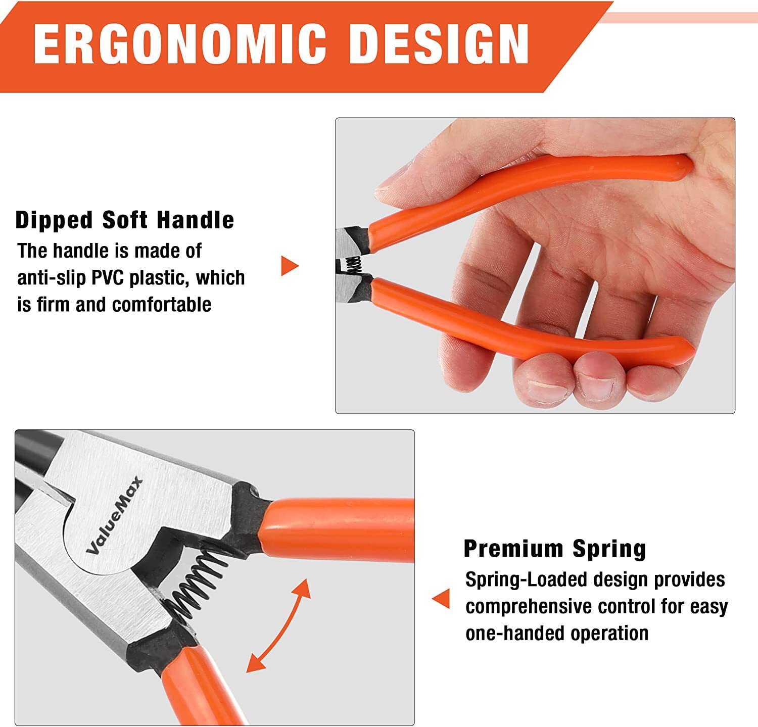 ValueMax 7 Inch 4 PCS Snap Ring Pliers Heavy Duty Set Internal/External C Clip