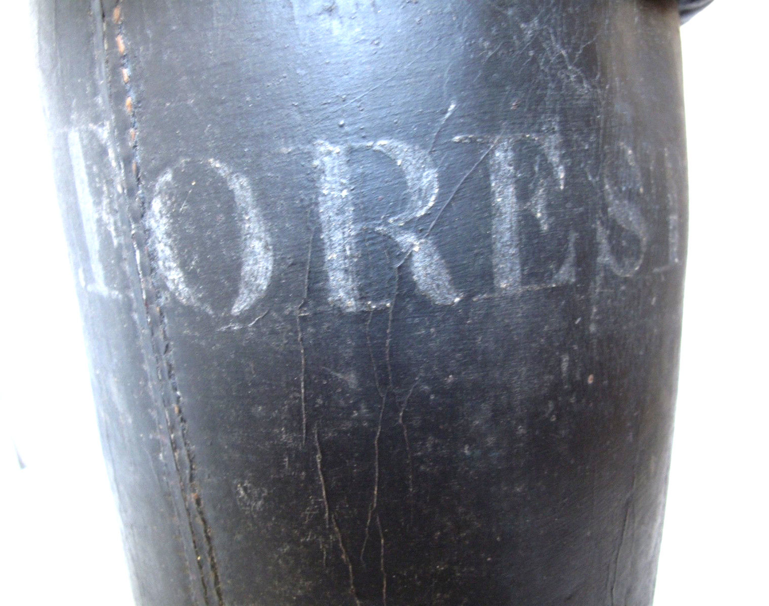 Antique American Firemen's Painted Leather Bucket, N. D. Forest & Co. c. 1850's