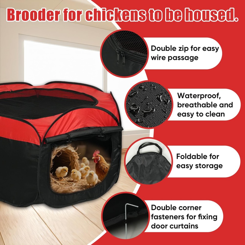 Chick Brooder Box Pop-Up Starter Kit w/ Double Doors Fits Up to 15 Chicks