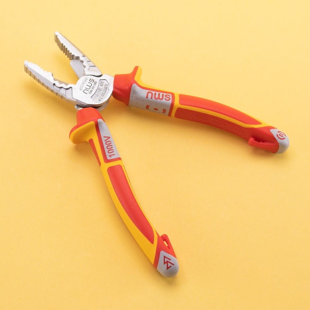 NWS 7" High Leverage Combination Pliers CombiMax VDE - Matte Chromium - SoftGrip