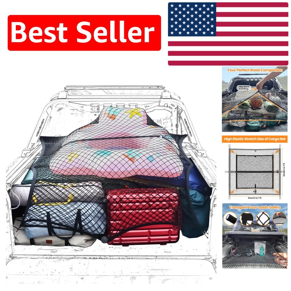 Versatile Elastic Cargo Net for Pickup Trucks - Easy Install & Max Protection