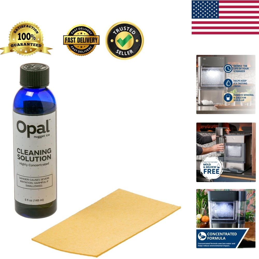 Compact Opal Nugget Ice Maker Maintenance Kit | Odorless 5 oz Solution & Sponge