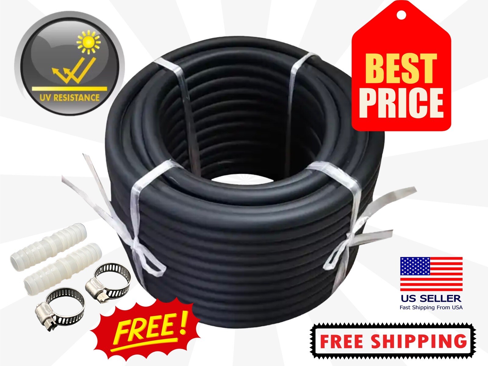 100ft - 1/2'' ID - Self-Sinking Weighted Air Hose Aeration Air Line Tube Roll
