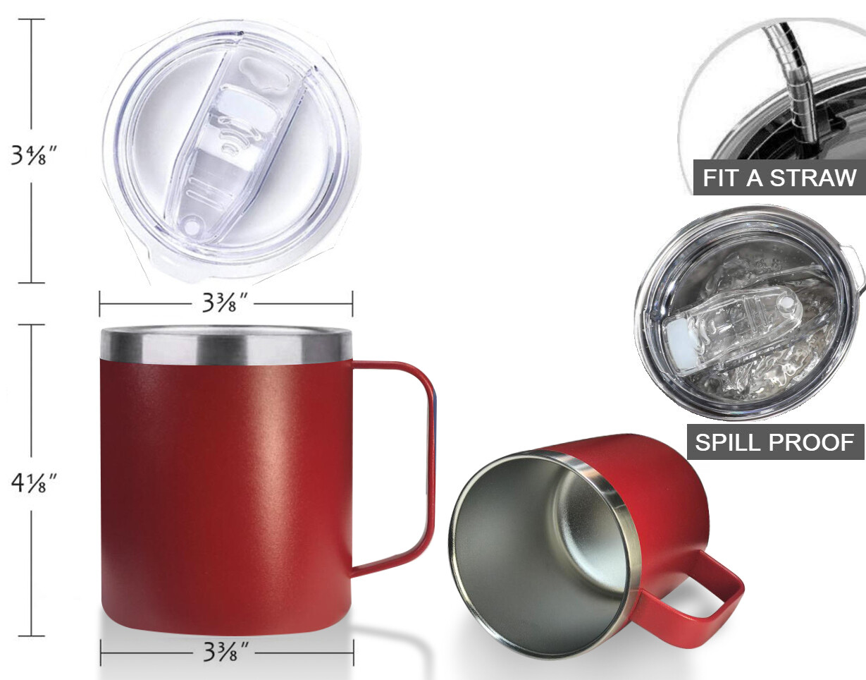 14oz Coffee Mug Slider Lid Stainless Steel Vacuum Double Wall Insulation Tumbler