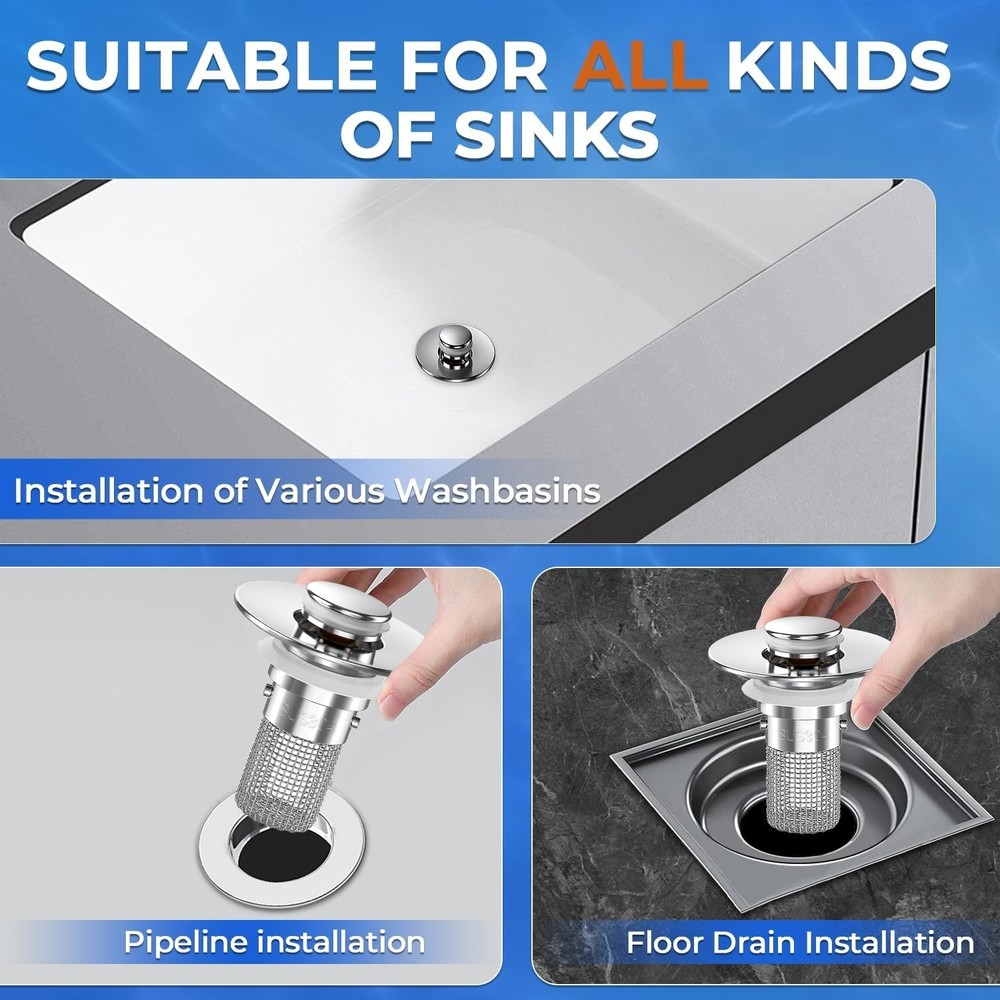 2PCS Versatile Sink Strainers with Durable Brass Core & Eco-Friendly Design