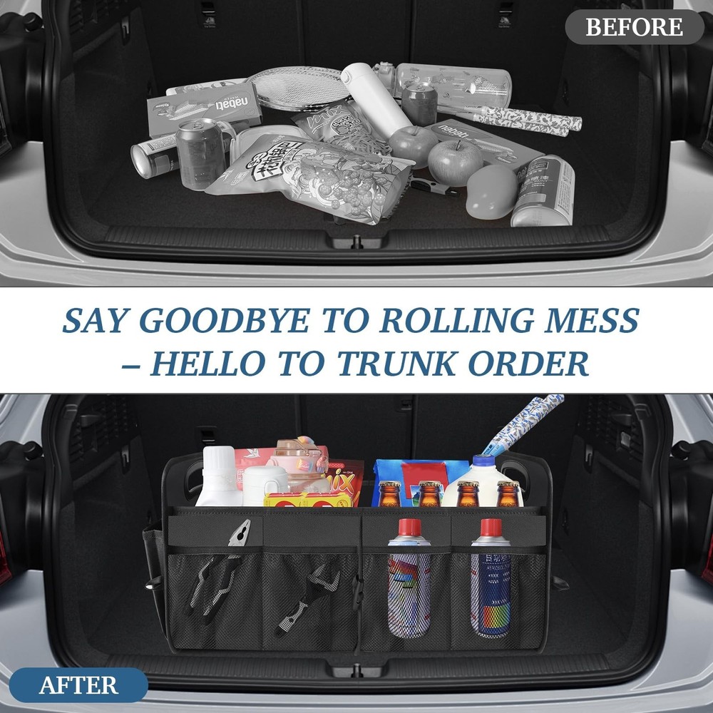 Trunk Organizer, Collapsible Waterproof Multi-Compartment Trunk Organizer for...