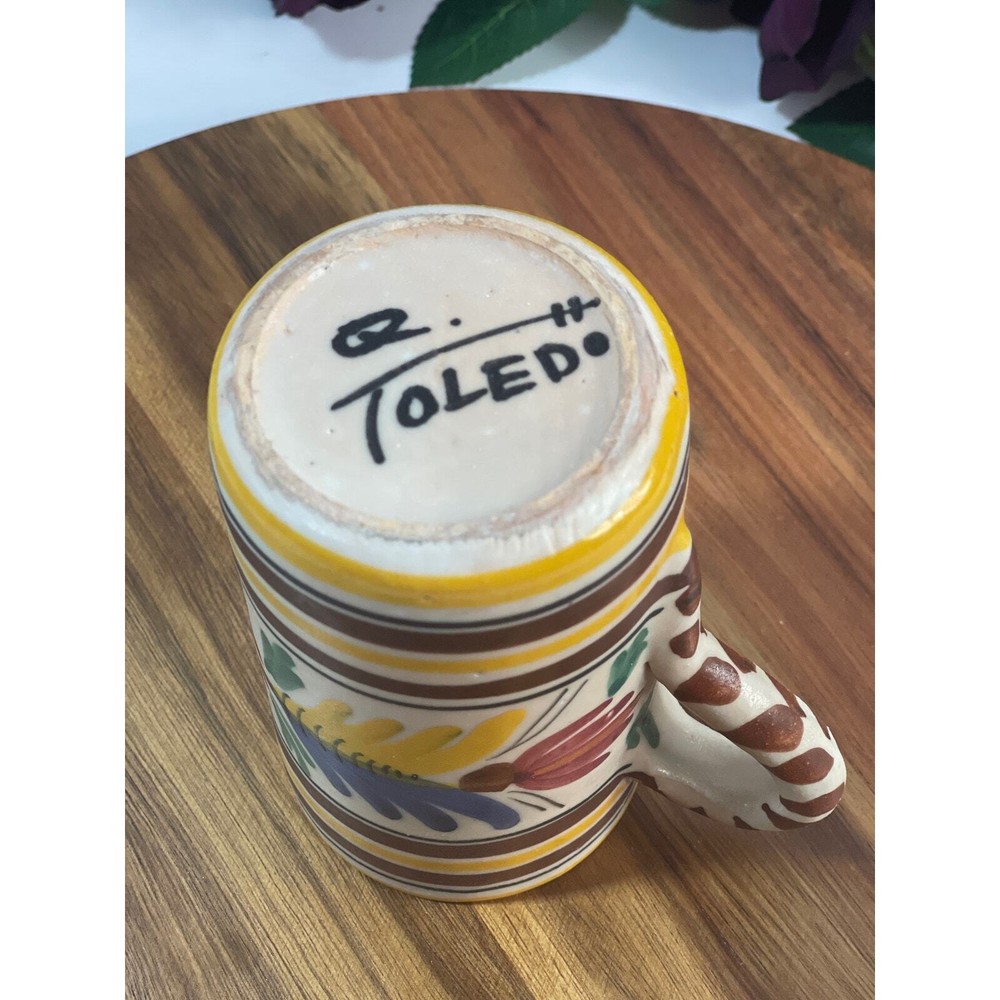 Unique Signed Artisan Hand-Painted Ceramic Mug | 5" Tall