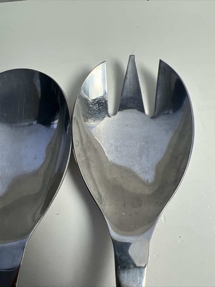 Heavy Stainless Steel Salad Serving Set Spoon Fork Long Handled Wedding Formal