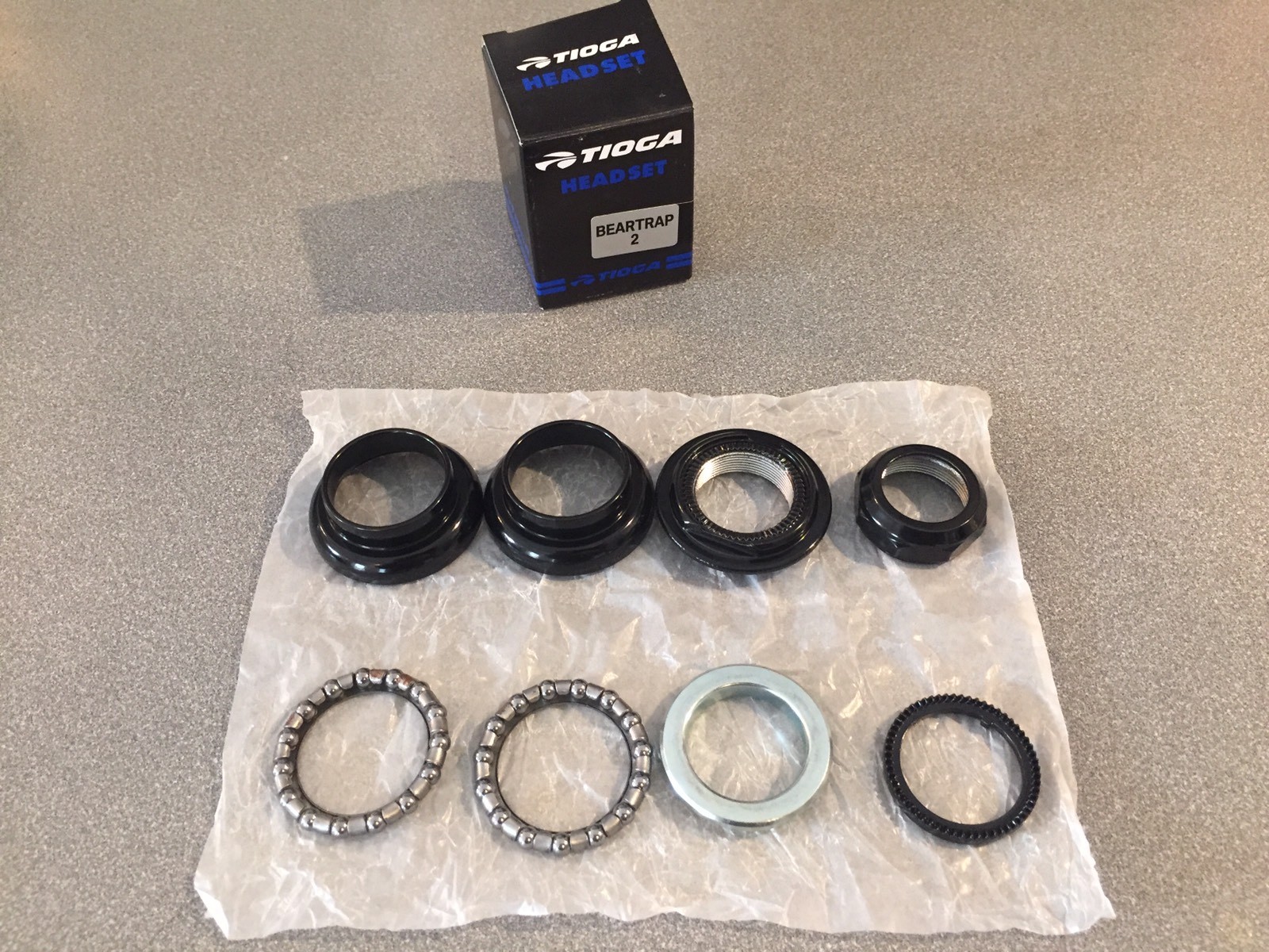 OLD SCHOOL BMX TIOGA BEARTRAP 2 HEADSET BLACK 1" threaded NEW tange gt