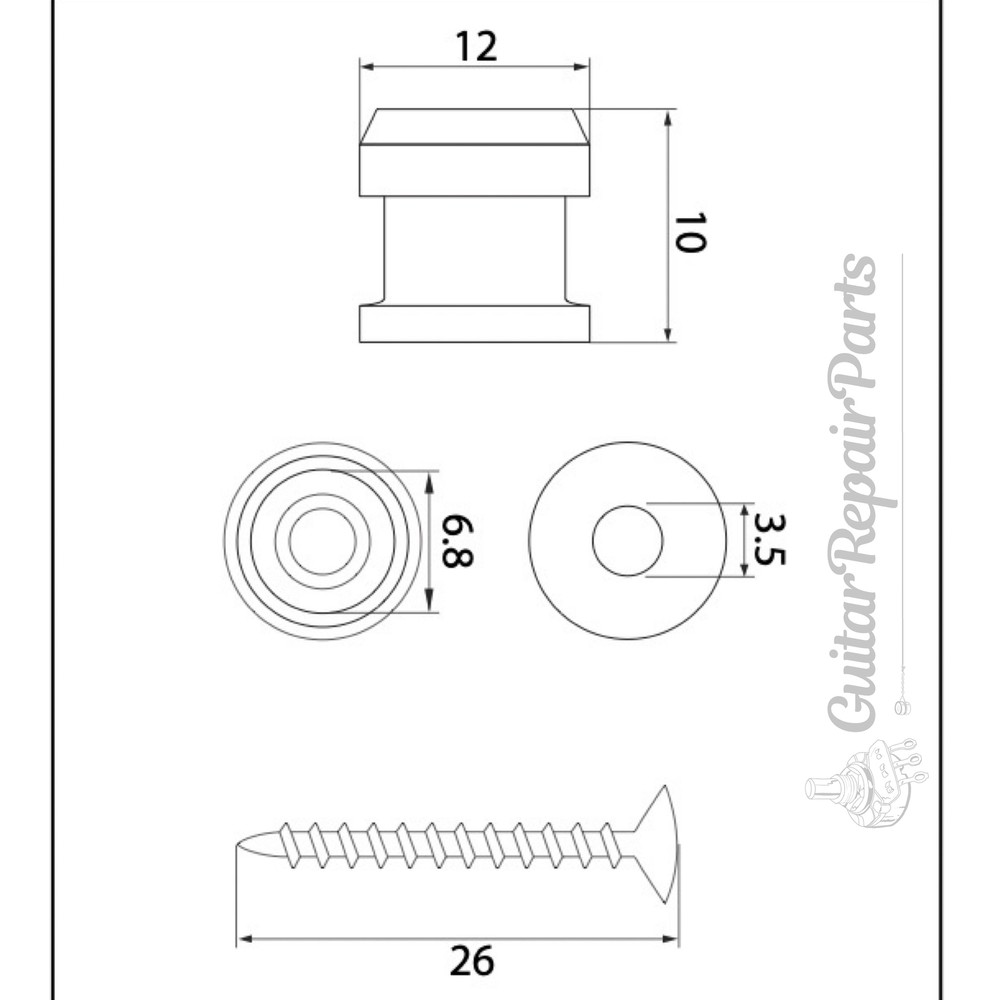 Grover Quick Release Strap Lock Strap Buttons - Chrome