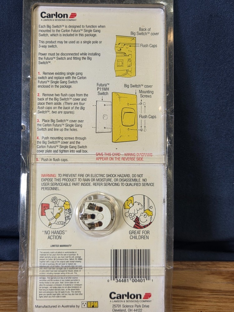 Carlon Wall Light Switch Large A Fun & Practical Oversized Switch White