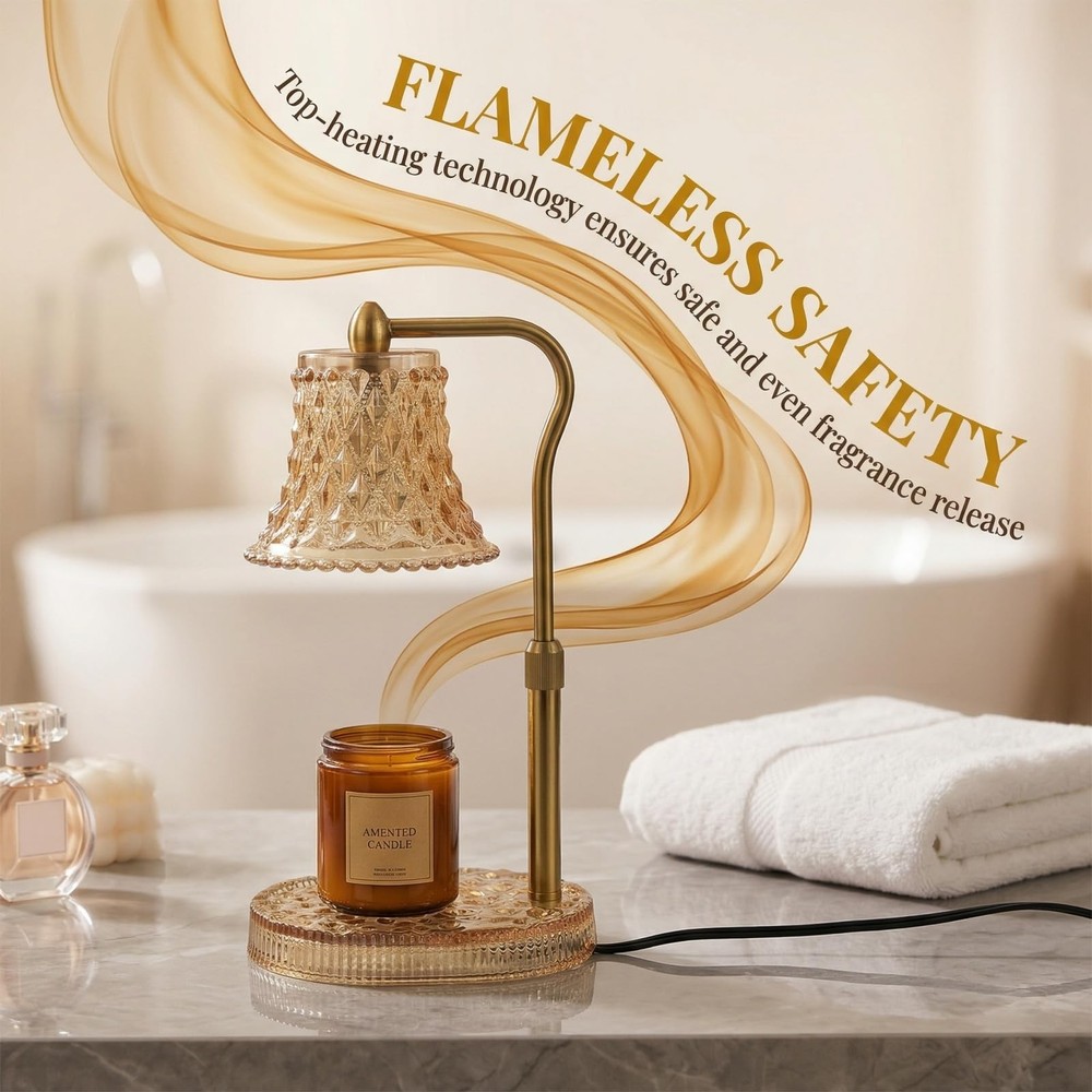 Candle Warmer Lamp with Timer, Dimmable, 2 Bulbs, Adjustable Brightness - Smart