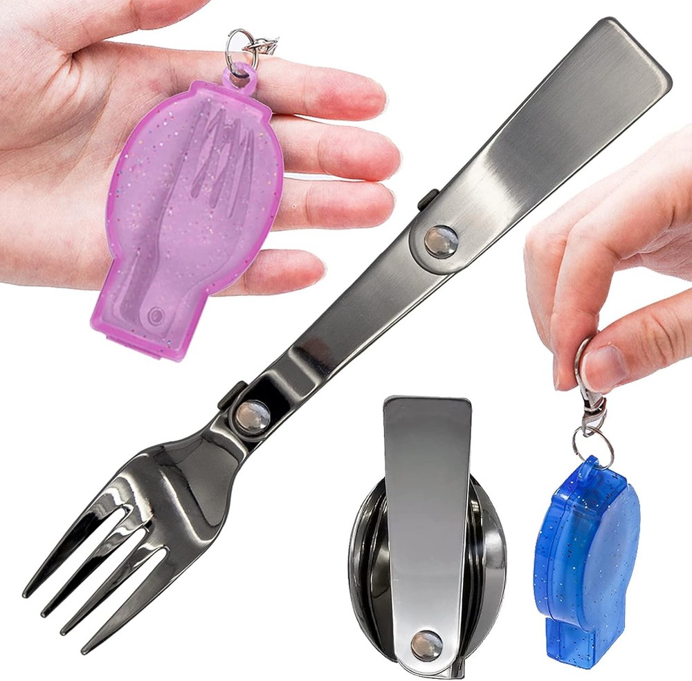 Foldable Fork and Spoon Set, Portable Folding Spoon and Fork Set