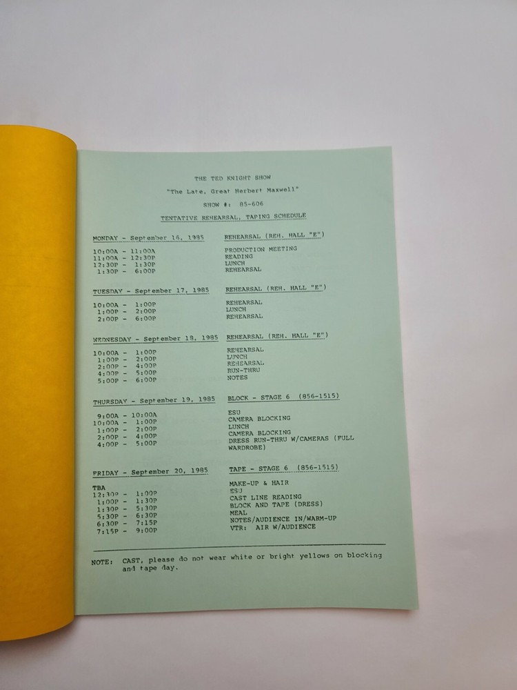 TOO CLOSE FOR COMFORT / 1985 TV Series Script, "Late, Great Herbert Maxwell"