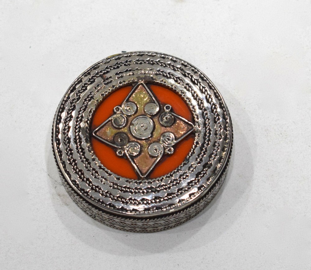 Silver Middle Eastern Circular Box Container
