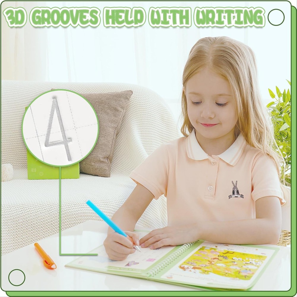 Reusable Grooved Handwriting Workbooks,Magic Copybook,Magic Writing Practice...