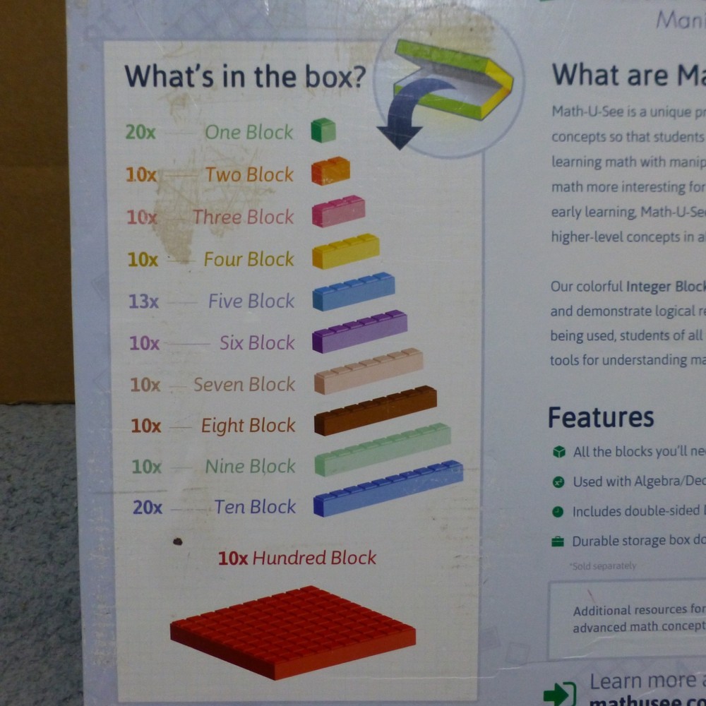 Math U See Manipulatives Integer Block Kit Set Homeschool Teaching Education