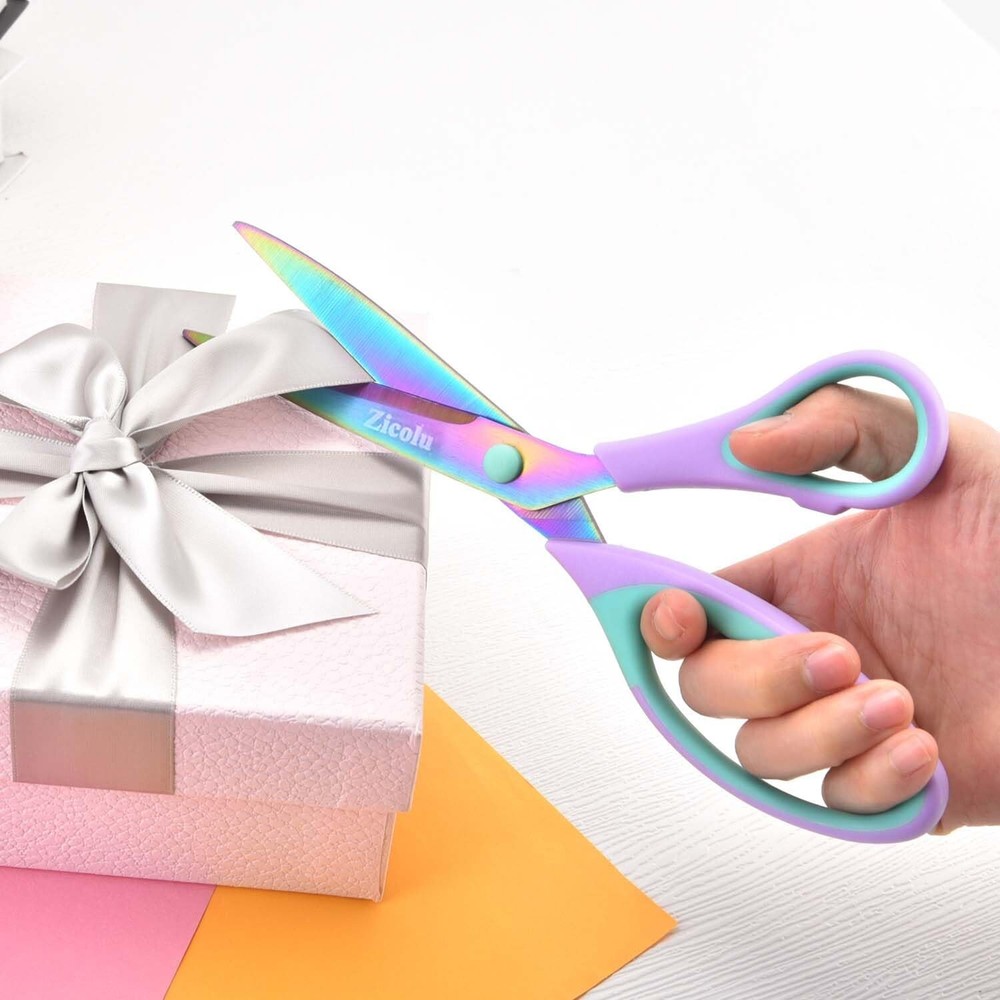 Craft Scissors Set of 3 pack, Sharp Rainbow Titanium Coating All Purpose Scis...