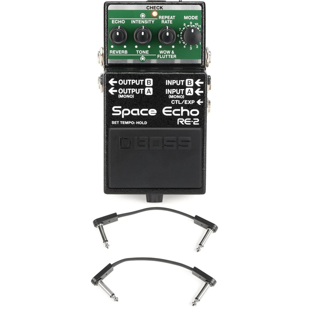 Boss RE-2 Space Echo Delay and Reverb Effects Pedal with EBS Patch Cables