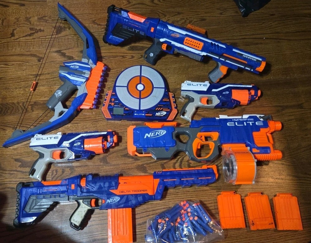 Six Nerf Elite Blasters, Hyperfire Stratobow Rampage And More