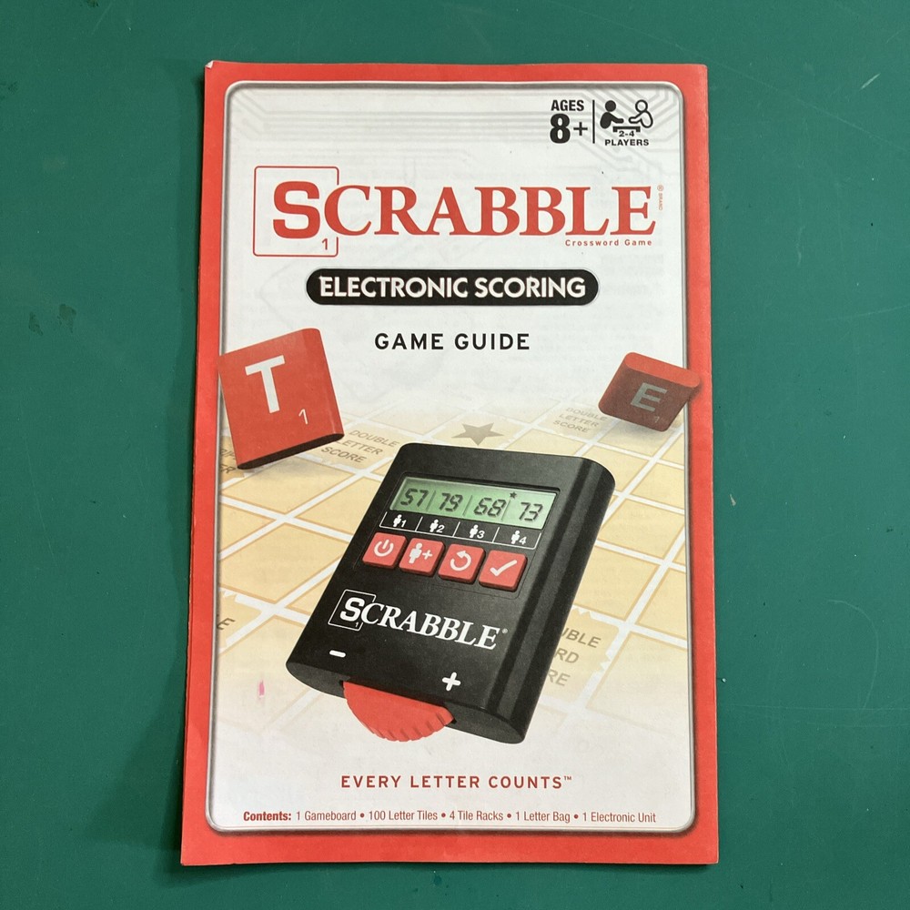 Hasbro Scrabble Handheld Scoring & Timing Unit PLUS Instruction Book. VERY GOOD.