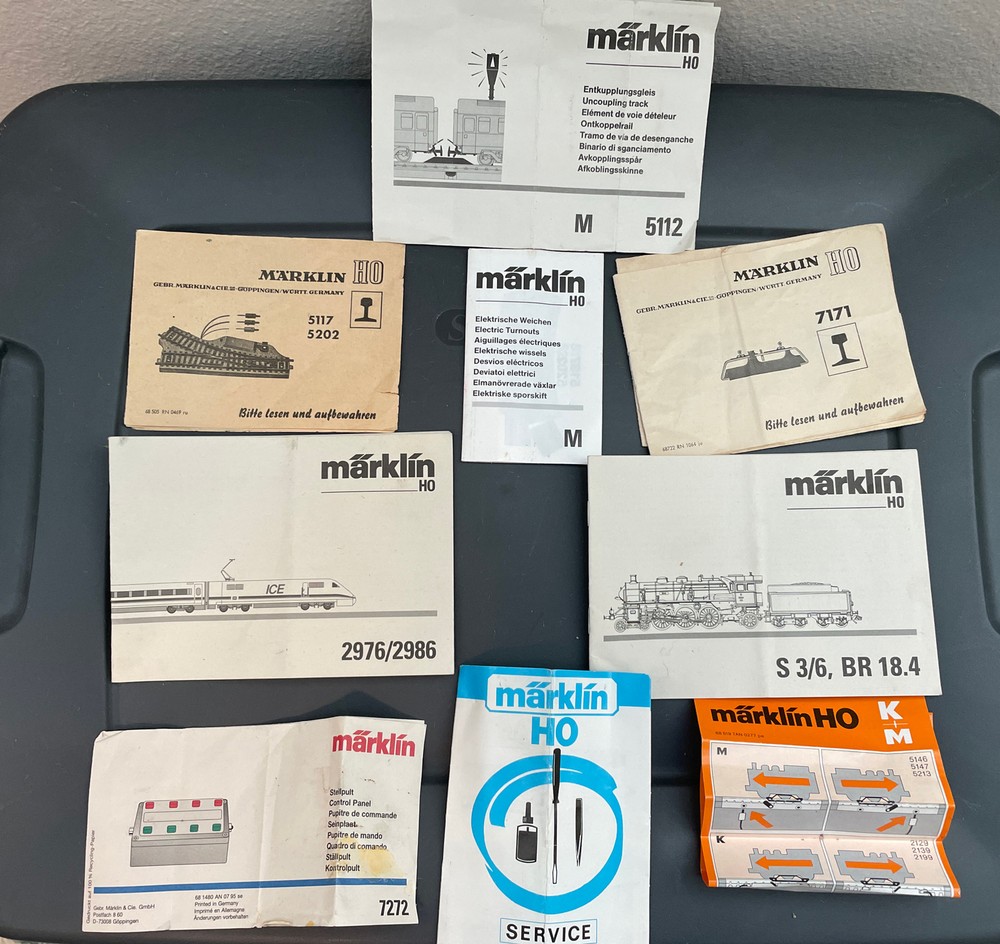 Various Marklin instruction sheets Vintage (9 pieces)