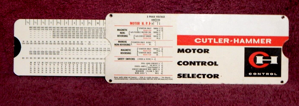 Cutler Hammer Motor Control Selector 1960