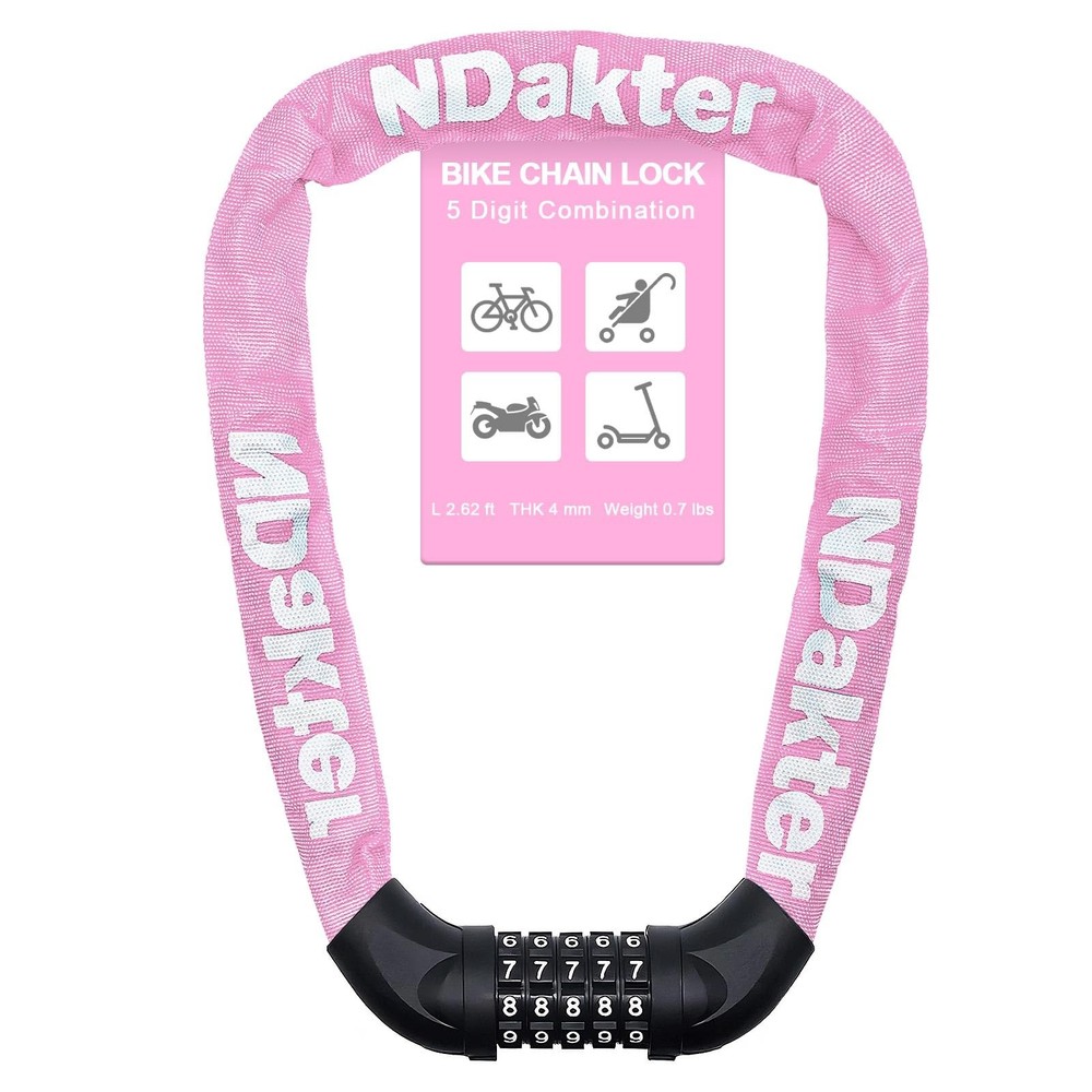 Heavy Duty 5Digit Combination Bike Chain Lock  Adjustable Length Security""