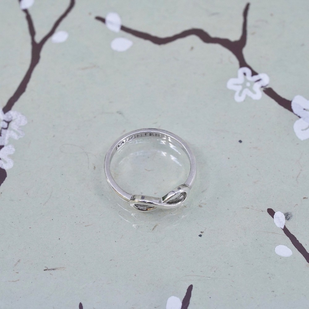 Size 7, Sterling silver handmade ring, stackable 925 infinity band “daughter”