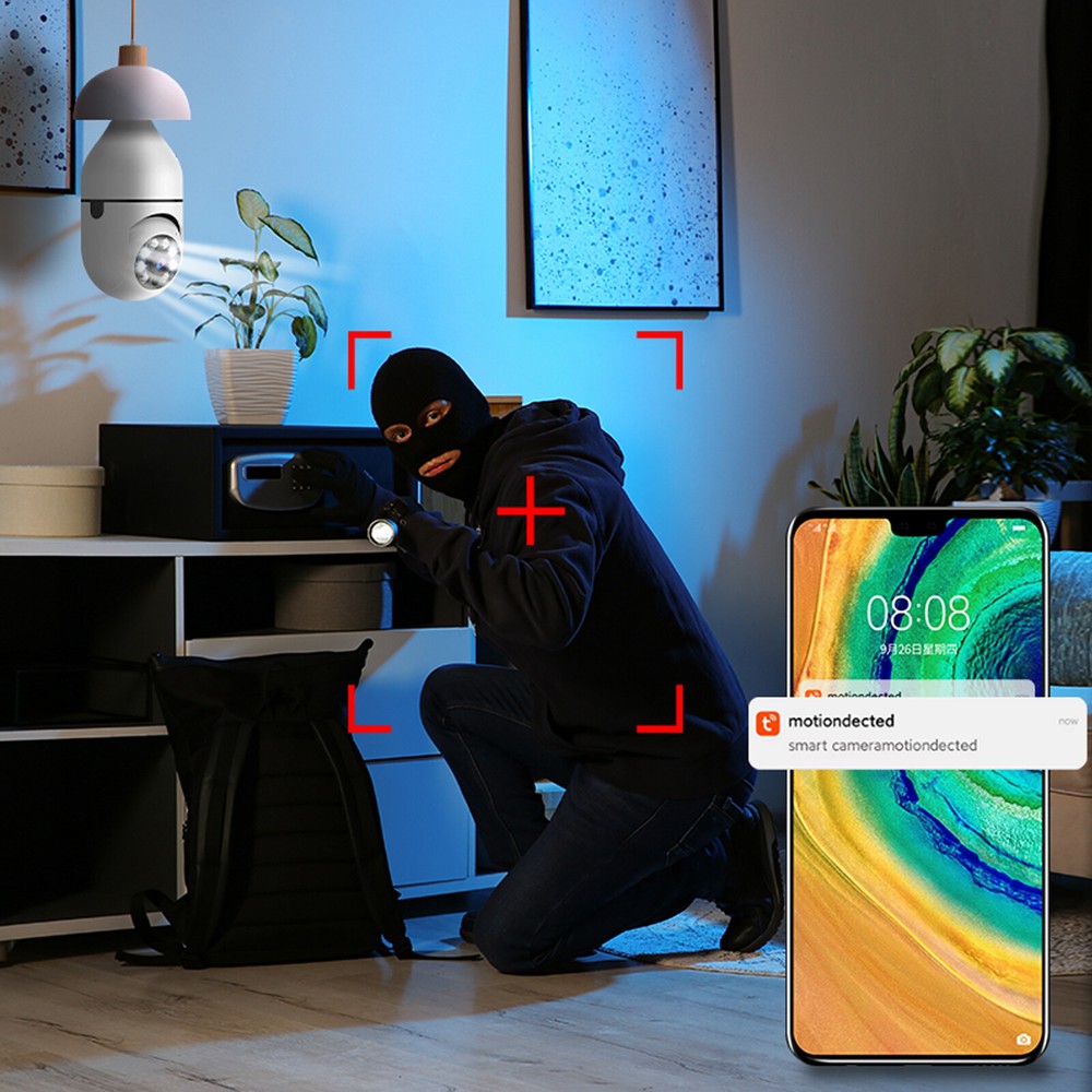 3 Pack Wireless WiFi IP Camera 360° Panoramic E27 E26 Light Bulb Camera HD 1080P