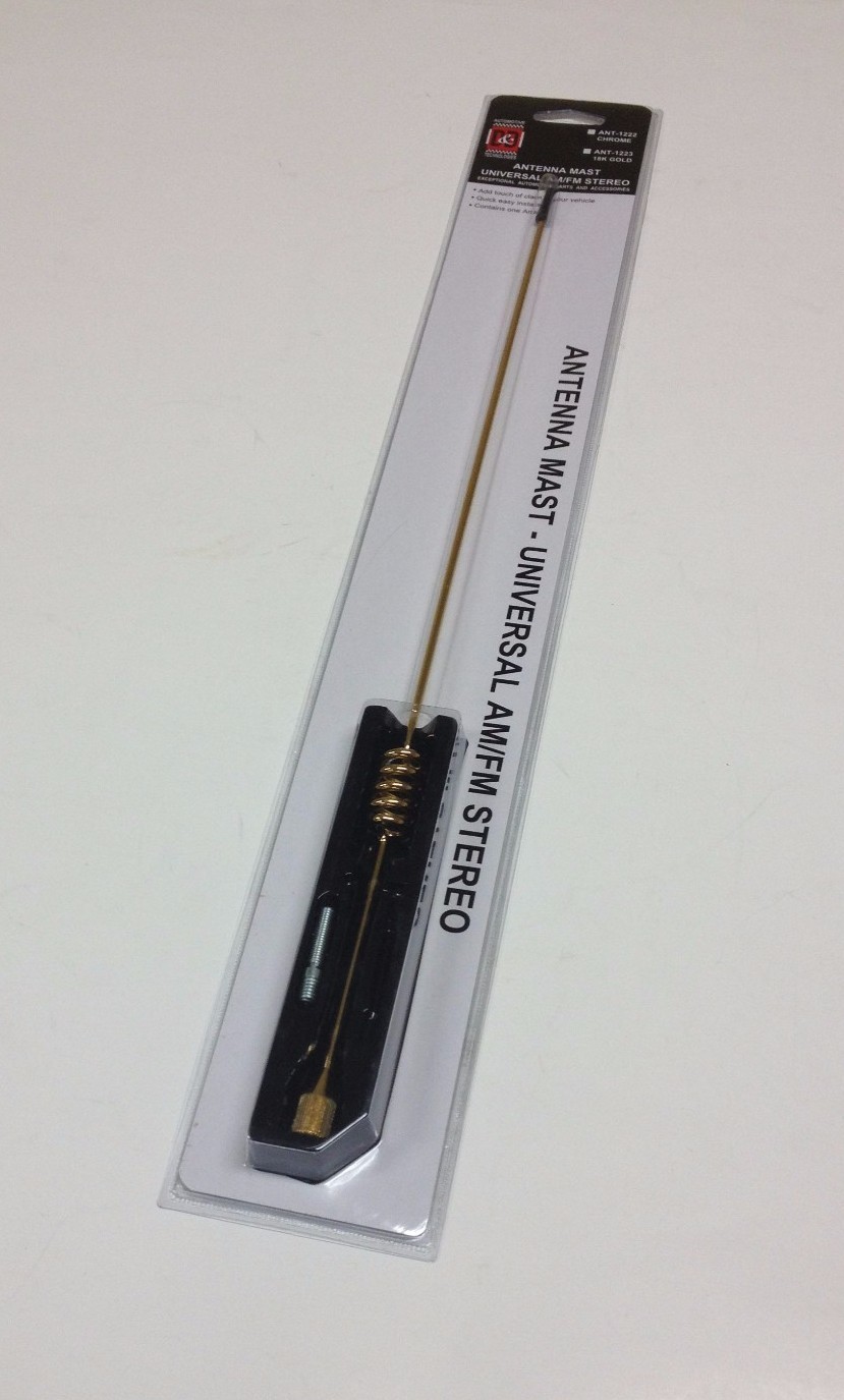 16" METAL UNIVERSAL AM/FM CAR AUDIO STEREO GOLD ANTENNA MAST ADAPTERS ANT-1223
