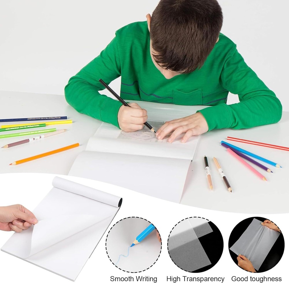 120 Sheets Tracing Paper for Drawing, 8.5”x 11”（120 Sheets）, Translucent