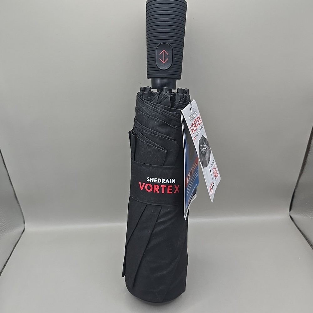 NEW ShedRain Vortex Windproof Compact Umbrella 75 MPH Proof Black AutoOpen/Close