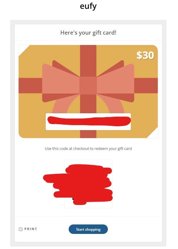 $30 Eufy E-gift Card