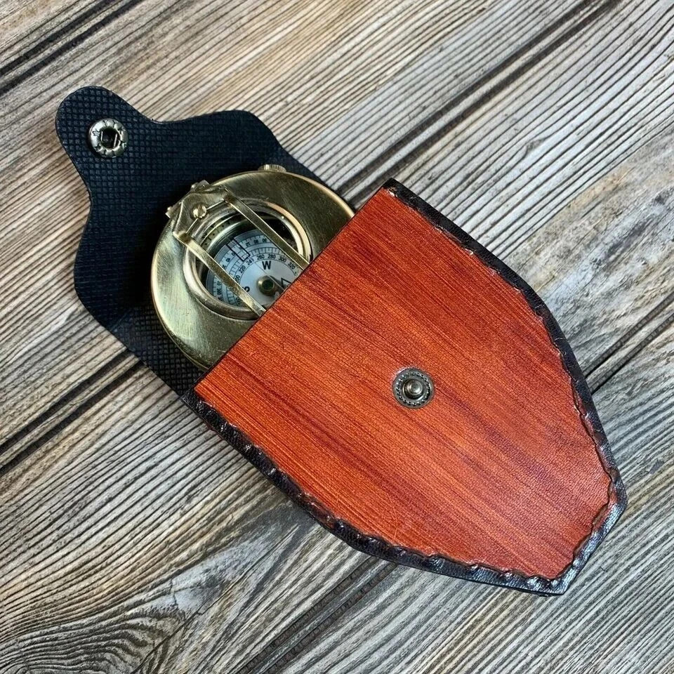 Vintage Victorian Solid Brass WWII Military Pocket Compass Gift
