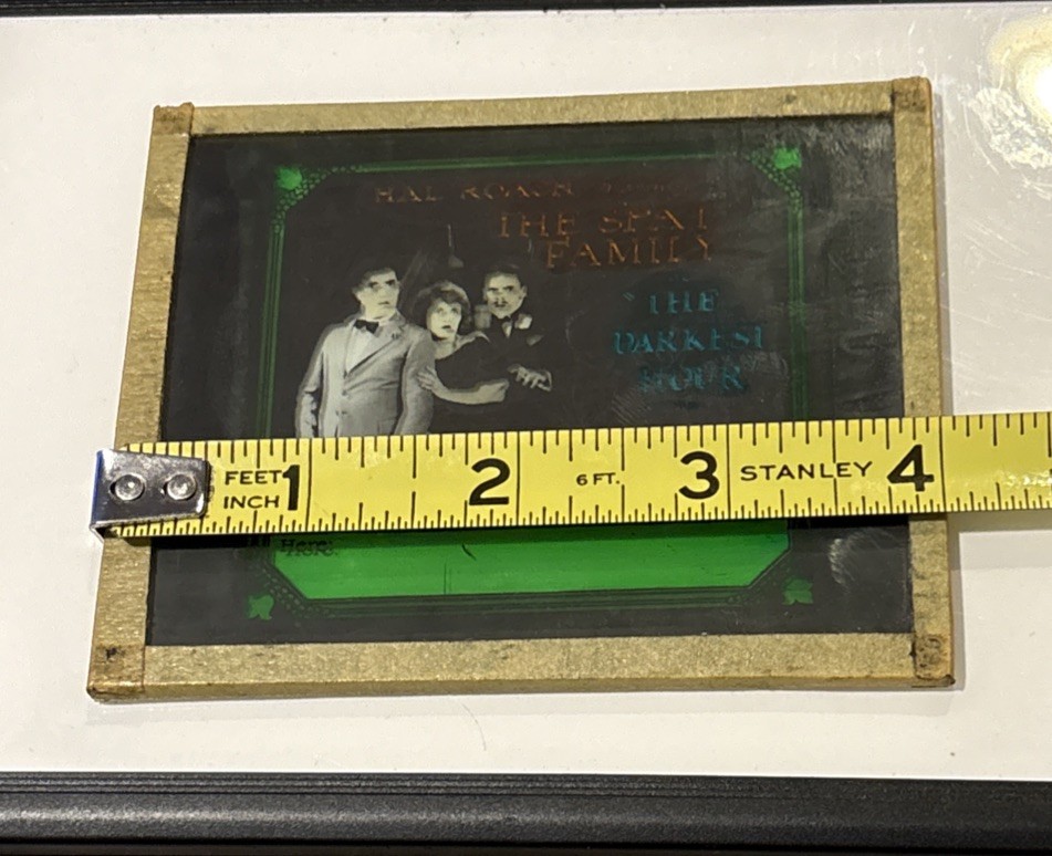 Vintage Magic Lantern Glass Theater Slide 1923 THE SPAT FAMILY in DARKEST HOUR