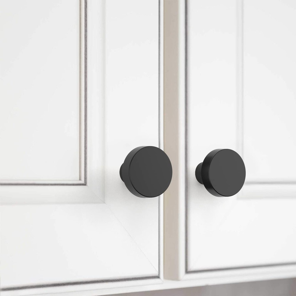 10 Pack Kitchen Cabinet Knob Matte Black Round Dresser Knobs Drawer Knobs Kit...