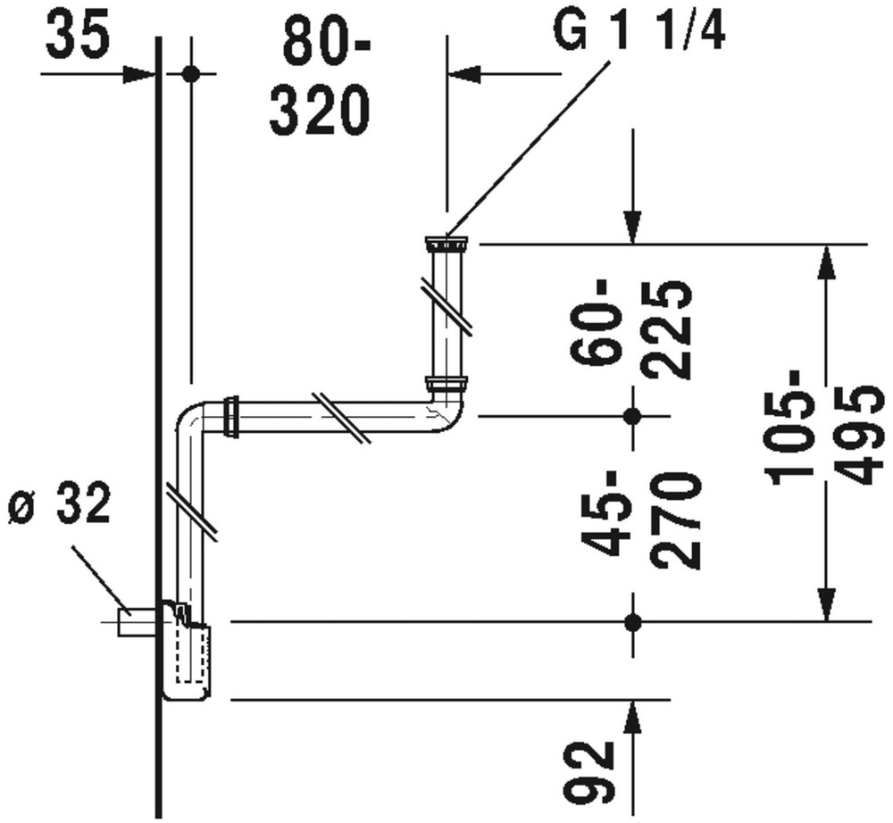 Space saving siphon white