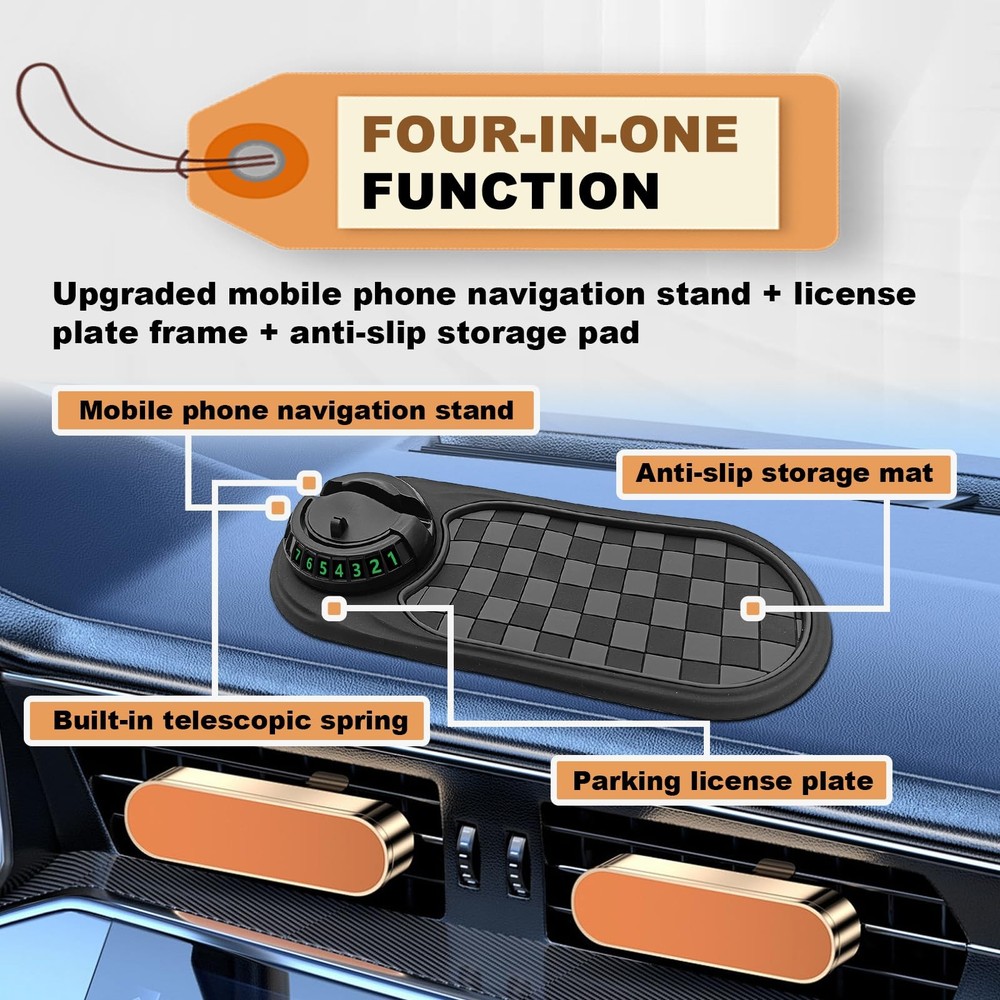 Universal Multifunction AntiSlip Car Dashboard Mat, Rotatable Car Holder Dash...