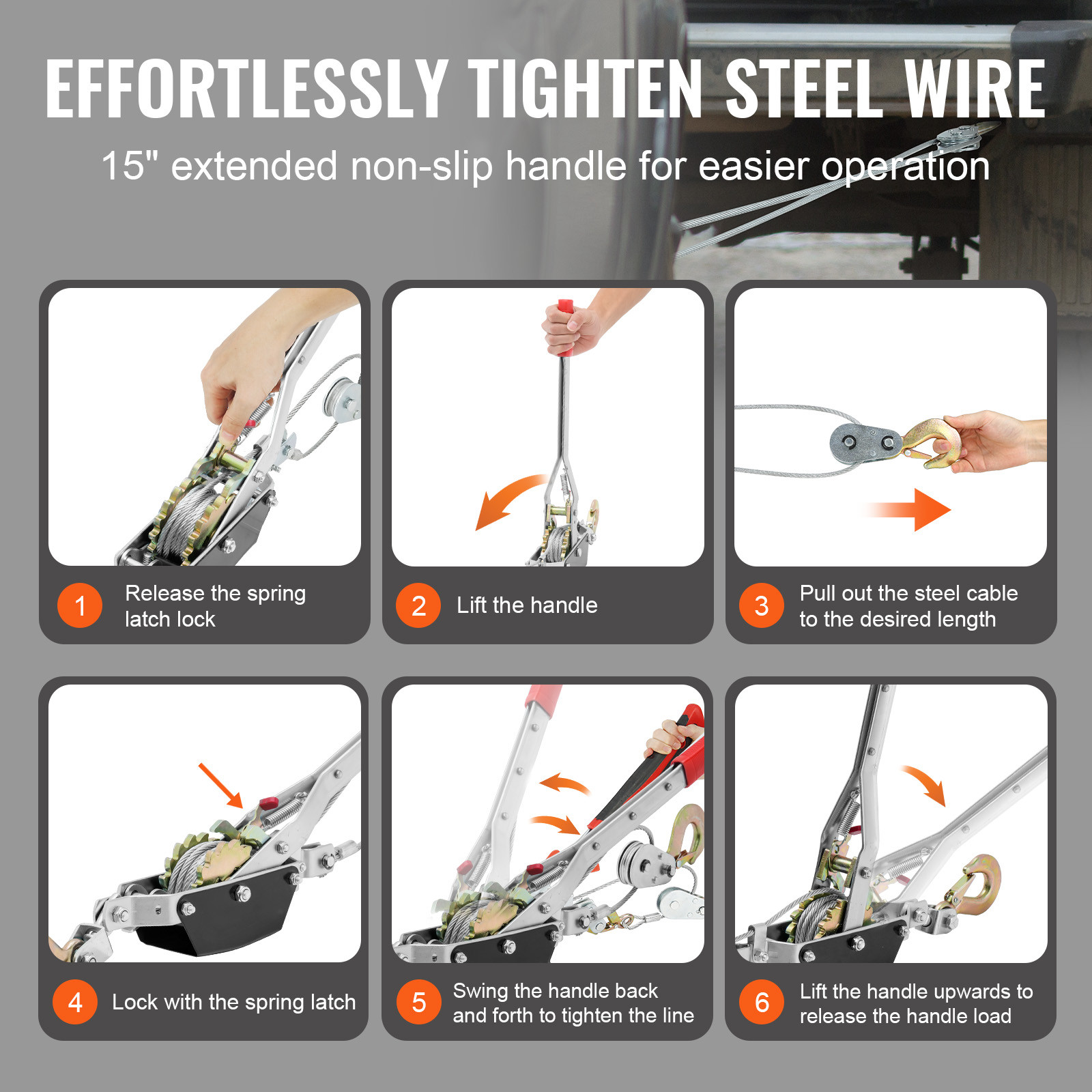 Power Puller Come Along Winch 2 Ton 4409 lbs Heavy Duty Pull Hoist 2 Hooks