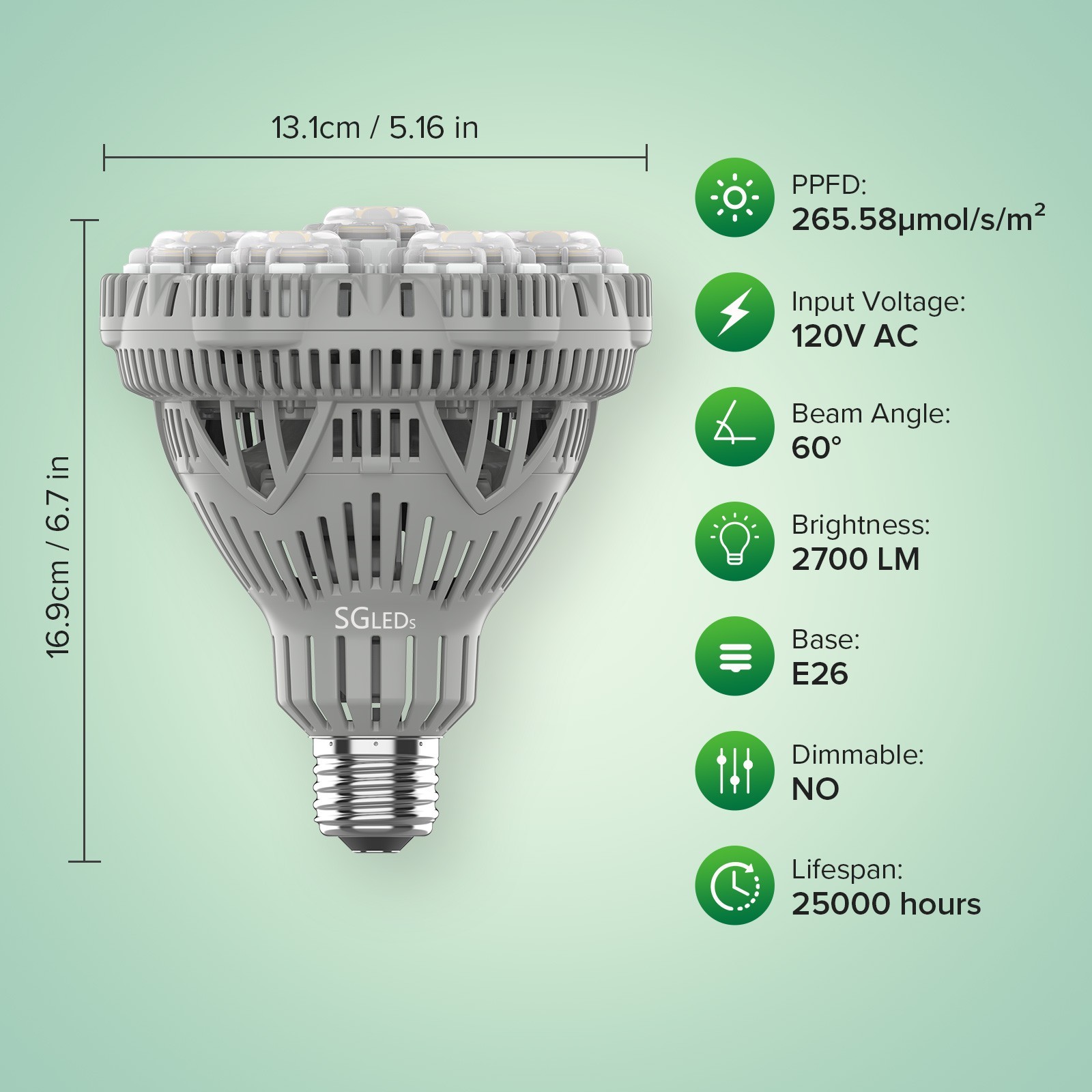 24W 36W E26 Led Grow Light for Indoor Plants Seedlings Full Spectrum Grow Bulb